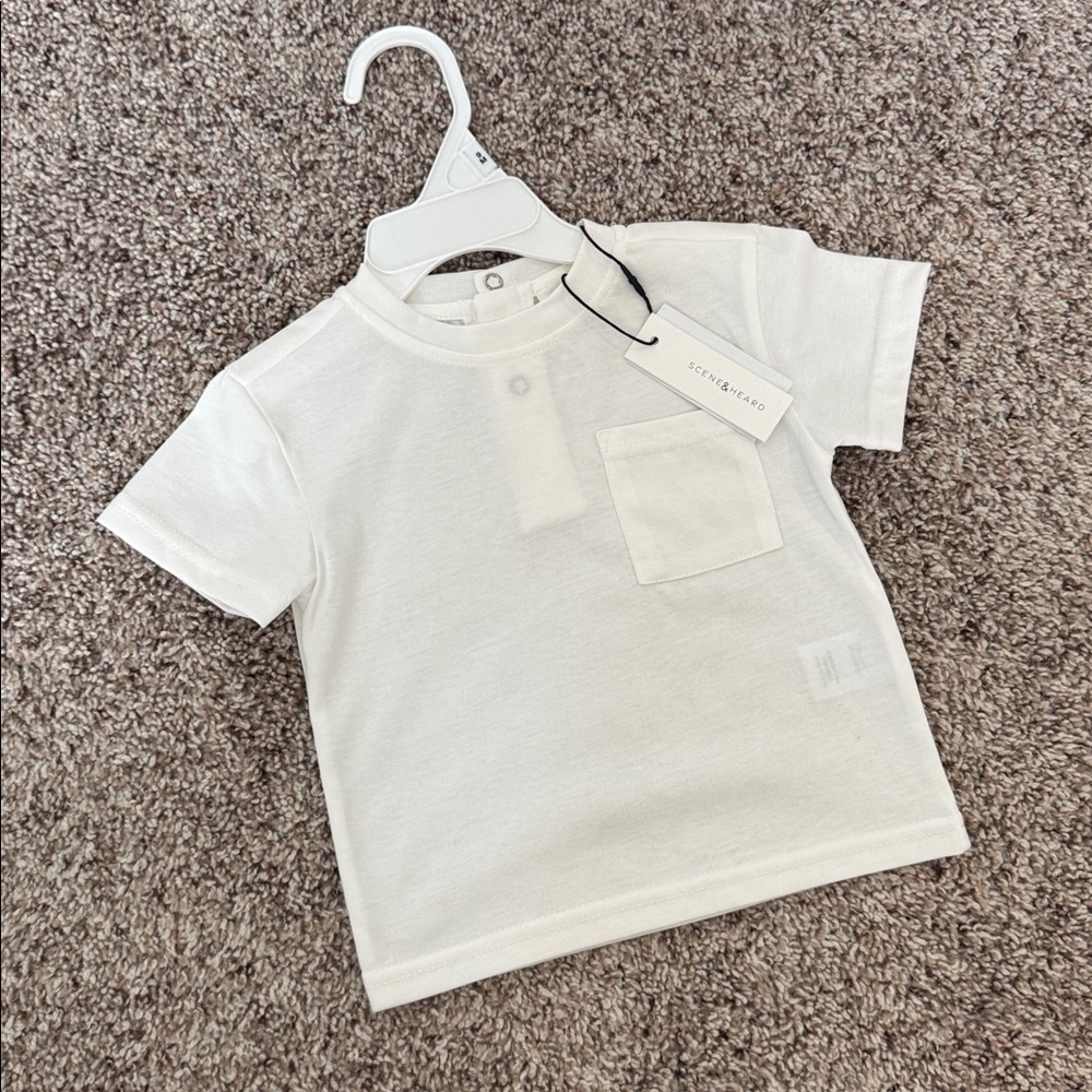 Kids' White Short-Sleeve Pocket Tee